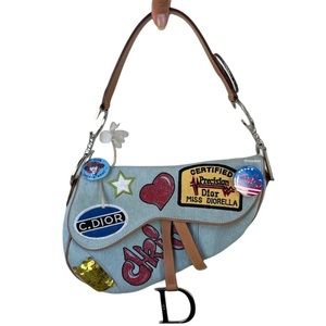 Authentic Christian Dior Denim Speedway Saddle Bag
